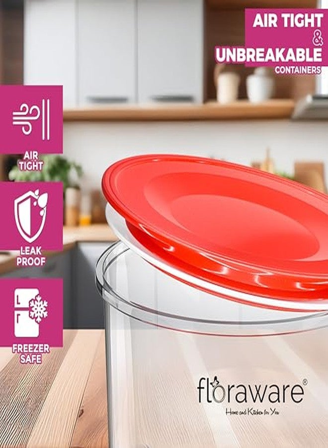 Floraware Plastic Storage Jar and Container Set I Air Tight & BPA Free Containers for Kitchen Storage Set I Grocery Kitchen Container Set I Multipurpose Jar, 600 Ml Each, Set 6, Red - Image 4